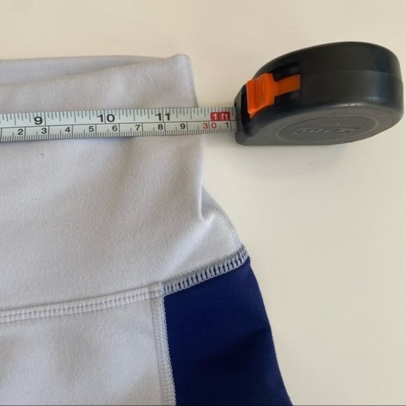 Fabletics Mila Pocket Powerhold Light Blue w/Dark Blue Stripes Capri Leggings-S - Picture 9 of 9